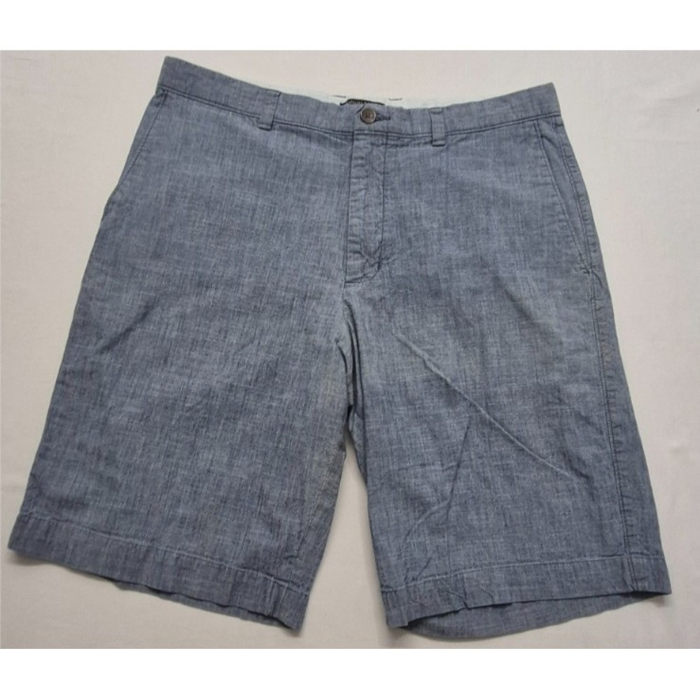 Banana Republic men's heathered blue chino shorts sz. 34 flat front 100% Cotton